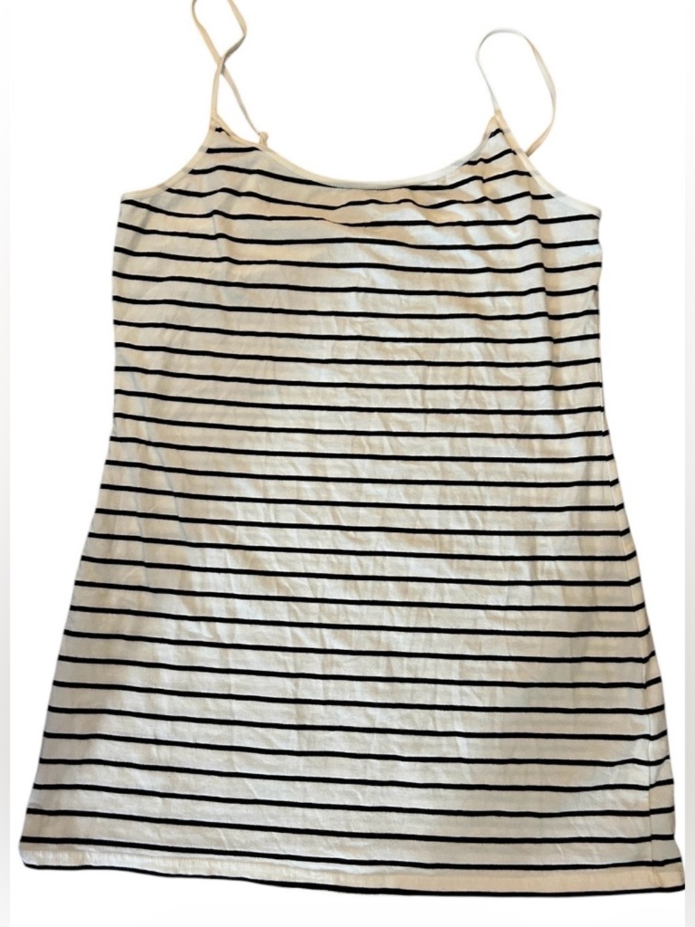 H&M Divided Striped Black and White Spaghetti Strap Cotton Tank Sz L